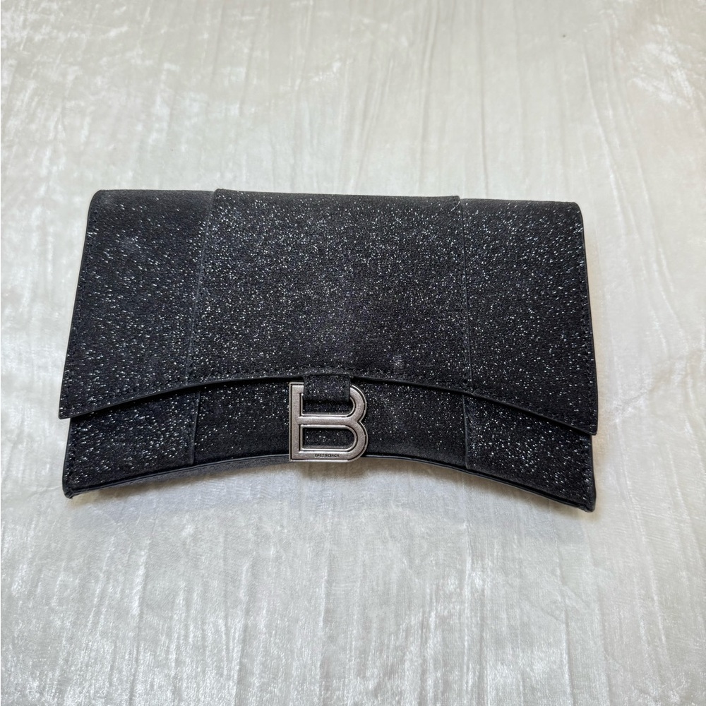 Balenciaga Black Glitter Clutch